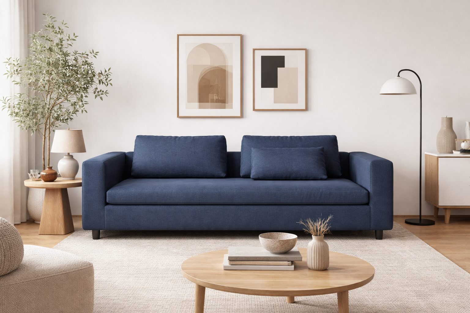 Design on Stock Villaz 3 zits bank in Blauwe stof Oisterwijk, Tilburg